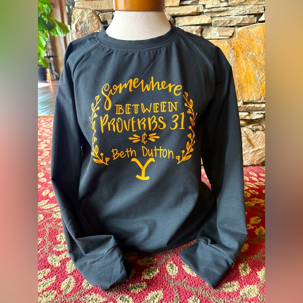 Ladies small long sleeve tee with catchy phrase. Non smoking home. Black